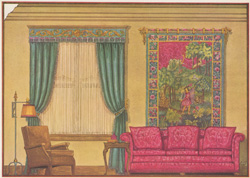 Study furnished around a tapestry